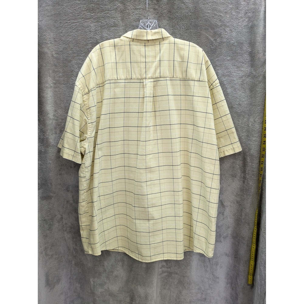 Button Down‎ Shirt Men's 2XLT Yellow Plaid Adjustable Neck Casual Short Sleeve - Picture 5 of 8